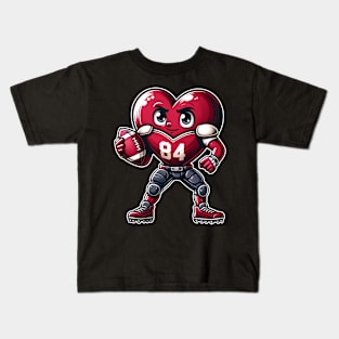 Valentine's Day Heart Football Player Kids T-Shirt